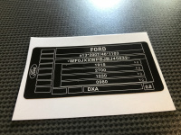 FORD VIN label, vin label Ford C-max, VIN label FORD S-max, VIN label FORD B-max, ID label FORD, VIN label FORD, VIN LABEL poduction FORD, production plate FORD 